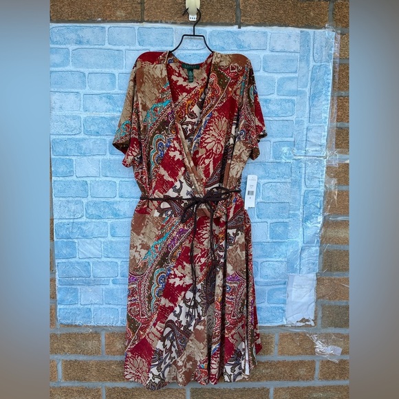 RALPH LAUREN PAISLEY WRAP DRESS SIZE 3 x - Picture 2 of 11